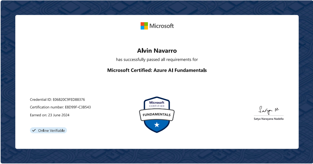 Microsoft Certified - Azure AI Fundamentals